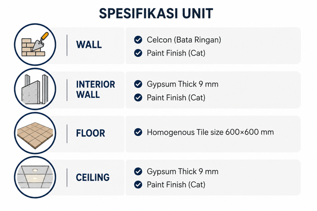 spesifikasi unit apartemen menara swasana