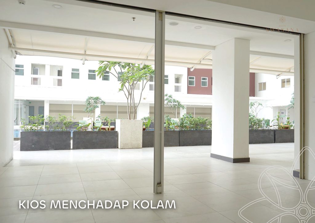 kios ruko apartemen jakarta timur menara swasana mengahadap kolam.